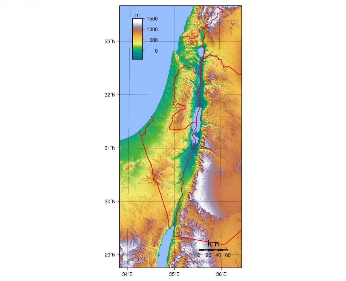 kart over israel høyde