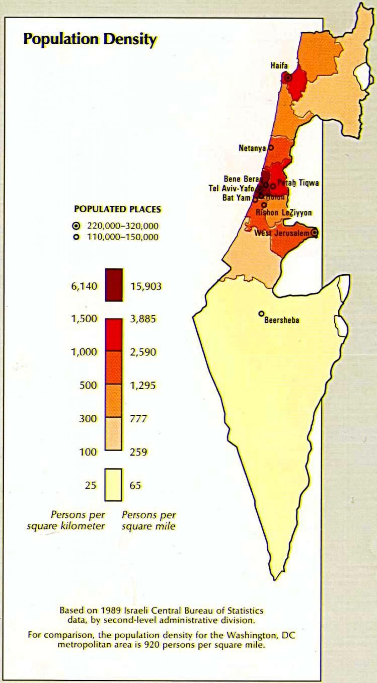 kart av israels befolkning