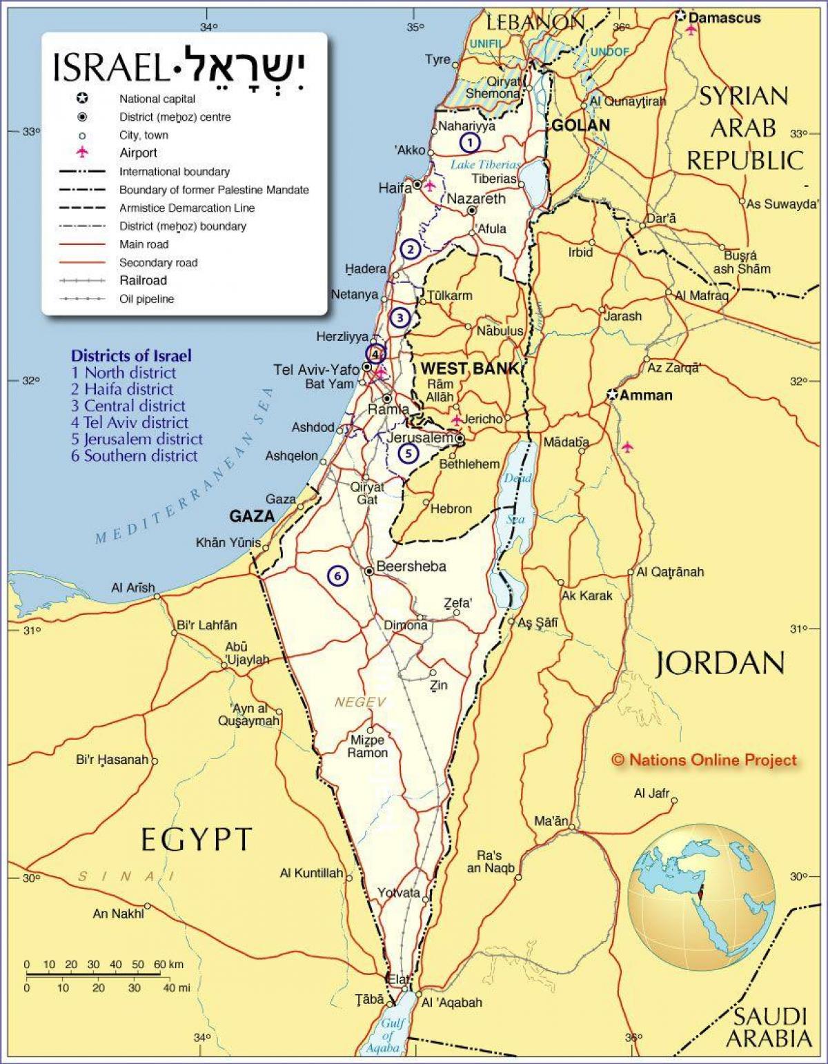 israel regioner kart